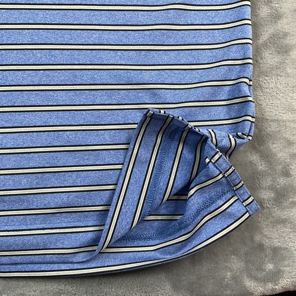 Footjoy Men Lg Shirt Blue Black Stripe Polo Short Sleeve Golf Casual Performance - Picture 9 of 15